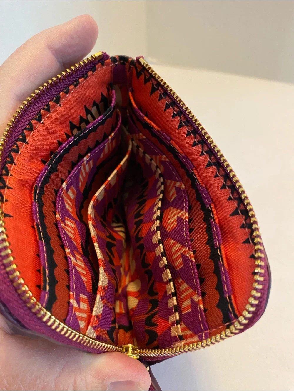 Vera Bradley Zip Card Pouch Leather Fuchsia Purple/ Plum Small Wallet NWT